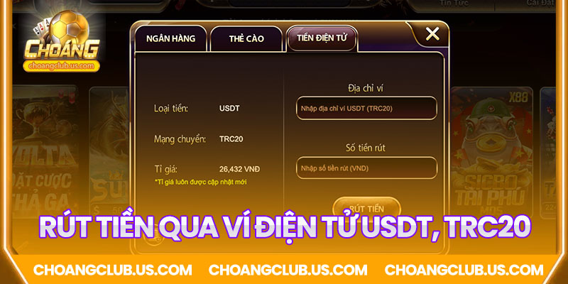 Sunwin có thể rút tiền qua USDT